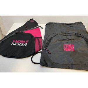 T-Mobile Tuesday drawstring sack backpack sling bag 17" x 14" set of 2